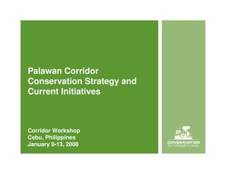 Palawan Corridor
Conservation Strategy and
Current Initiatives



Corridor Workshop
Cebu, Philippines
January 9-13, 2008
 