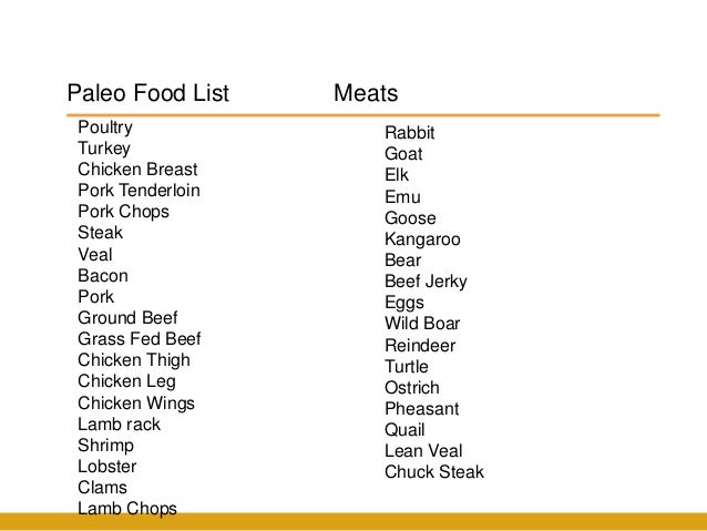 Diet Paleo Food List