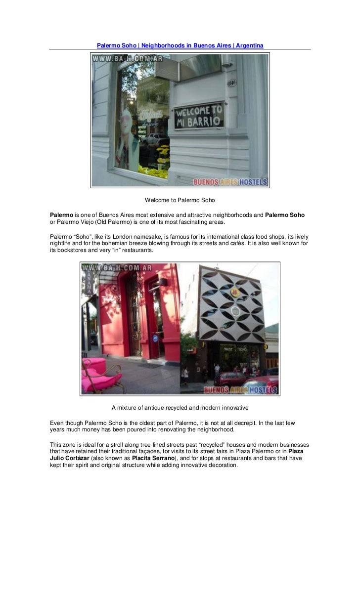 Palermo Soho Buenos Aires Www Ba H Com Ar