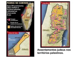 Assentamentos judeus nos
territórios palestinos.
 