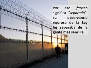 Por
eso
fariseo
significa “separado”:
su
observancia
rigurosa de la Ley
les separaba de la
gente más sencilla.

 