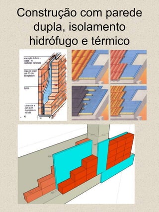 Construção com parede dupla, isolamento hidrófugo e térmico