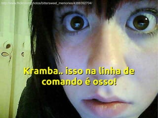 http://www.flickr.com/photos/bittersweet_memories/4388392704/




              Kramba.. isso na linha de
                 comando é osso!
 