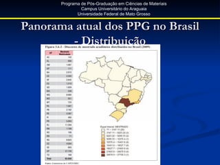 Programa de Pós-Graduação em Ciências de Materiais
                Campus Universitário do Araguaia
              Universidade Federal de Mato Grosso


Panorama atual dos PPG no Brasil
        - Distribuição
 
