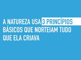 A NATUREZA USA 3 PRINCÍPIOS
BÁSICOS QUE NORTEIAM TUDO
QUE ELA CRIAVA
 