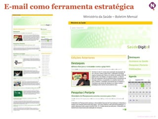E-mail como ferramenta estratégica
Ministério da Saúde – Boletim Mensal

ninocarvalho.com.br

 