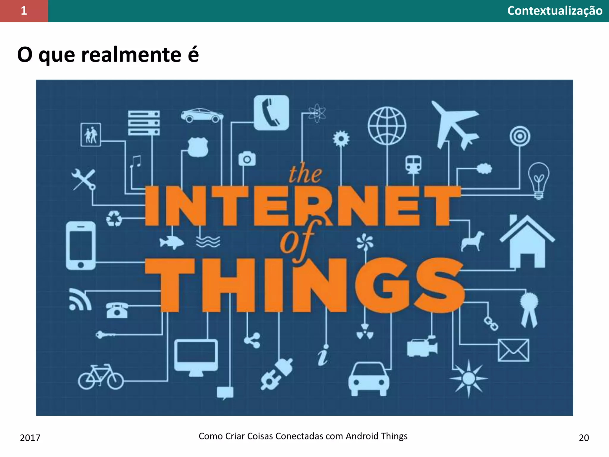O que realmente é
Contextualização1
2017 Como Criar Coisas Conectadas com Android Things 20
 