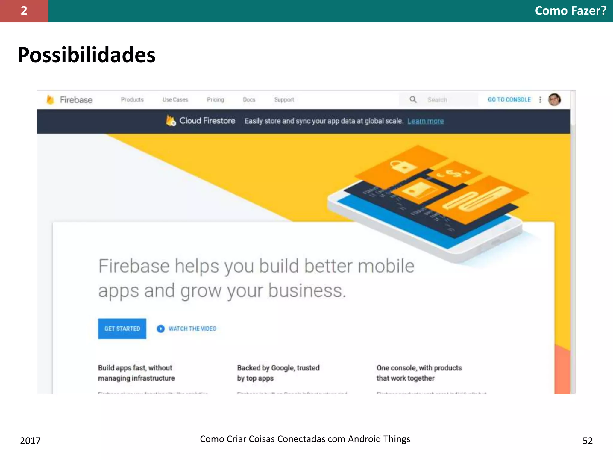 Possibilidades
Como Fazer?2
2017 Como Criar Coisas Conectadas com Android Things 52
 