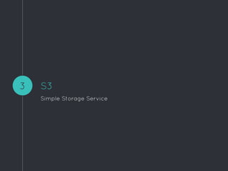 3 S3
Simple Storage Service
 