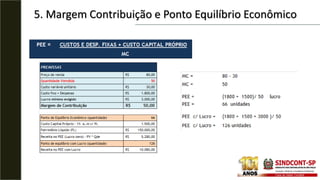 5. Margem Contribuição e Ponto Equilíbrio Econômico
 