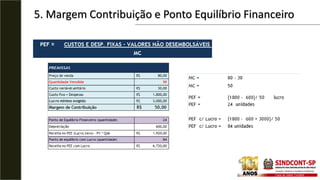 5. Margem Contribuição e Ponto Equilíbrio Financeiro
 