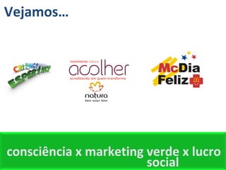 Empresas Privadas




Consciência x marketing verde x lucro
                        social
 