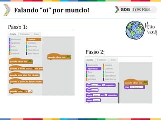 Falando “oi” por mundo!
Passo 1:
Passo 2:
 