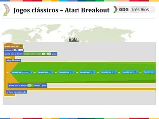Jogos clássicos – Atari Breakout
Bola:
 