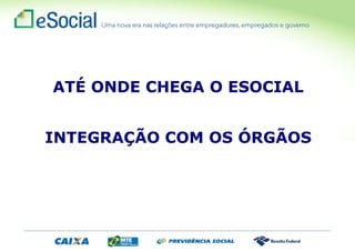 ATÉ ONDE CHEGA O ESOCIAL
INTEGRAÇÃO COM OS ÓRGÃOS
 