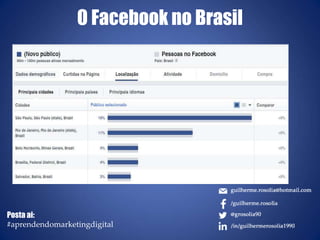 O Facebook no Brasil
Posta ai:
#aprendendomarketingdigital
 