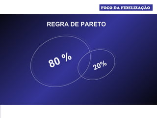 REGRA DE PARETO FOCO DA FIDELIZAÇÃO  80 % 20% 