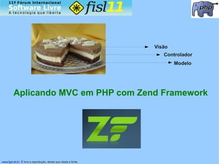 Visão
                                                                      Controlador
                                                                           Modelo




         Aplicando MVC em PHP com Zend Framework




www.fgsl.eti.br. É livre a reprodução, desde que citada a fonte.
 