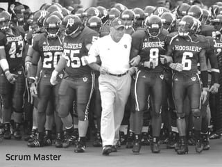 Método para gestão de projetos baseado na
teoria de controle de processos empíricos que
utiliza uma abordagem iterativa e incremental
para melhorar a previsibilidade e o controle
de risco de um projeto.
Scrumé…
 