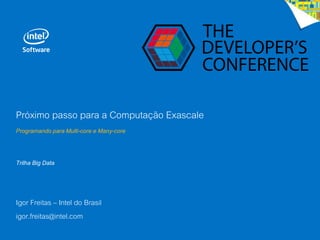 Próximo passo para a Computação Exascale
Programando para Multi-core e Many-core
Trilha Big Data
Igor Freitas – Intel do Brasil
igor.freitas@intel.com
 