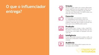 O que o influenciador
entrega?
 