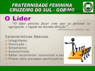 Gestão de Pessoas e de Competências   Profª. Patricia Satírio “ O líder precisa fazer com que as pessoas se agreguem  e sigam na mesma direção”.  ( WATERMAN apud  CORRADO, 1994). Características Básicas. Integridade; Convicção ; Dinamismo; Autocontrole; Saber reconhecer, comunicar e ser ético; Prezar pelo processo participativo. O Líder 