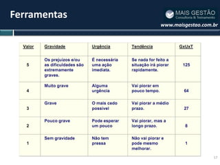 Ferramentas
              www.maisgestao.com.br




                                 17
 