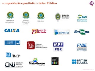 :: experiência e portfolio > Setor Público




  Presidência     Superior
                               TRE - MG
  da República   Tribunal de
                   Justiça




                                             ninocarvalho.com.br
 