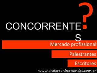 CONCORRENTE
                S
      Mercado profissional
                  Palestrantes
                    Escritores
 