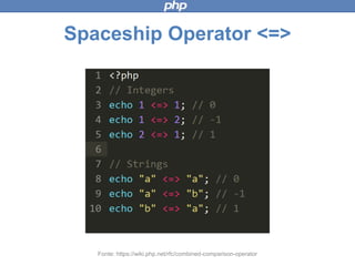 Spaceship Operator <=>
Fonte: https://wiki.php.net/rfc/combined-comparison-operator
 