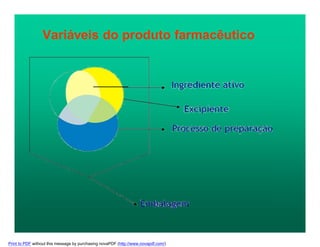 Variáveis do produto farmacêutico
Print to PDF without this message by purchasing novaPDF (http://www.novapdf.com/)
 