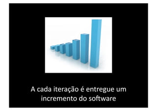A cada iteração é entregue um 
   incremento do soXware 
 