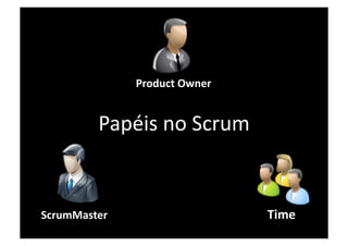 Product Owner 


         Papéis no Scrum 


ScrumMaster                     Time 
 