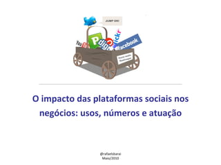 O impacto das plataformas sociais nos negócios: usos, números e atuação @rafaelsbarai Maio/2010 