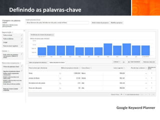 Definindo as palavras-chave
Google Keyword Planner
 