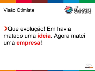 Globalcode – Open4education
Visão Otimista
Que evolução! Em havia
matado uma ideia. Agora matei
uma empresa!
 