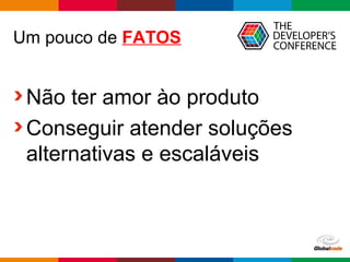 Globalcode – Open4education
Um pouco de FATOS
Não ter amor ào produto
Conseguir atender soluções
alternativas e escaláveis
 