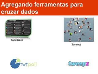 Agregando ferramentas para cruzar dados  Twitnest TweetDeck 