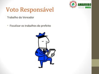 Voto Responsável
Trabalho do Vereador

• Fiscalizar os trabalhos do prefeito
 
