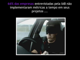 66% das empresas entrevistadas pela IAB não
implementaram métricas a tempo em seus
projetos ...
 