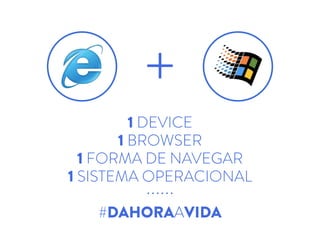1 DEVICE
1 BROWSER
1 FORMA DE NAVEGAR
1 SISTEMA OPERACIONAL
!
#DAHORAAVIDA
+
 