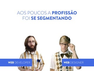 WEB DESIGNERWEB DEVELOPER
AOS POUCOS A PROFISSÃO
FOI SE SEGMENTANDO
 