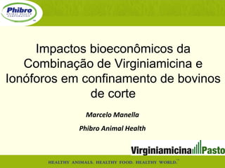 Impactos bioeconômicos da
Combinação de Virginiamicina e
Ionóforos em confinamento de bovinos
de corte
Marcelo Manella
Phibro Animal Health
 