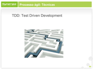 Processo ágil: Técnicas


TDD: Test Driven Development




                               30
 