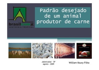 Padrão desejado
   de um animal
produtor de carne




 Jaboticabal – SP
  agosto - 2009
                    William Koury Filho
 