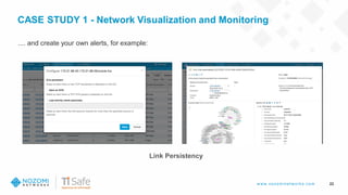 w w w .nozom inetw ork s.com
CASE STUDY 1 - Network Visualization and Monitoring
22
Link Persistency
.... and create your own alerts, for example:
 