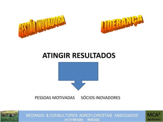 ATINGIR RESULTADOS
PESSOAS MOTIVADAS SÓCIOS INOVADORES
 