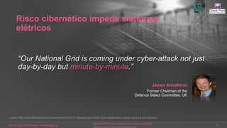©2016 Check Point Software Technologies Ltd. 22
[Restricted] ONLY for designated groups and individuals
[Internal Use] for Check Point employees​
“Our National Grid is coming under cyber-attack not just
day-by-day but minute-by-minute.”
James Arbuthnot
Former Chairman of the
Defence Select Committee, UK
source: http://www.bloomberg.com/news/articles/2015-01-09/power-grid-under-cyber-attack-every-minute-sees-u-k-up-defenses
Risco cibernético impede sistemas
elétricos
 