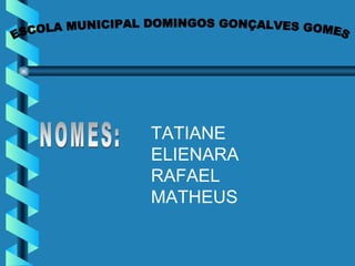 ESCOLA MUNICIPAL DOMINGOS GONÇALVES GOMES NOMES: TATIANE ELIENARA RAFAEL MATHEUS 