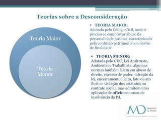 DESCONSIDERAÇÃO DA PERSONALIDADE JURÍDICA - ASPECTOS GERAIS | PPTX